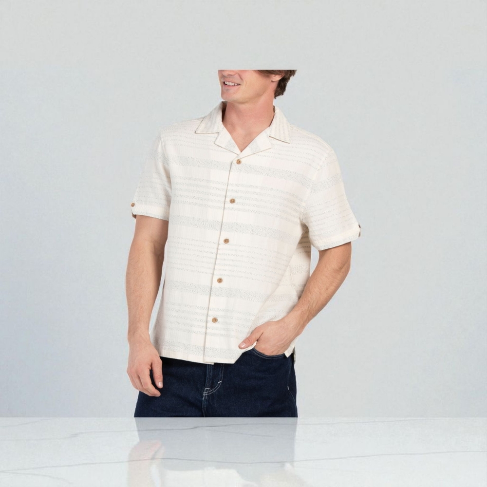 Ben Sherman Short Sleeve Sandhaven Stripe Camp Shirt | Size M